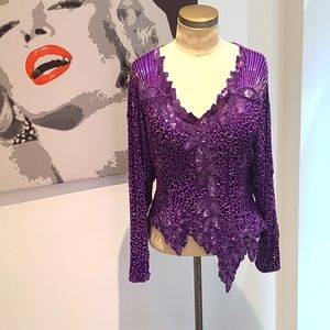 Vintage purple sequin top long sleeve 💜